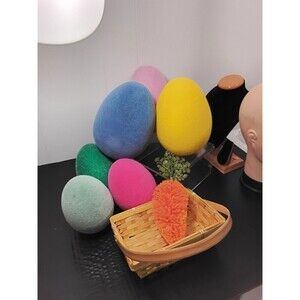 Easter Egg Basket with Large and med size felt eggs and 1 carrot